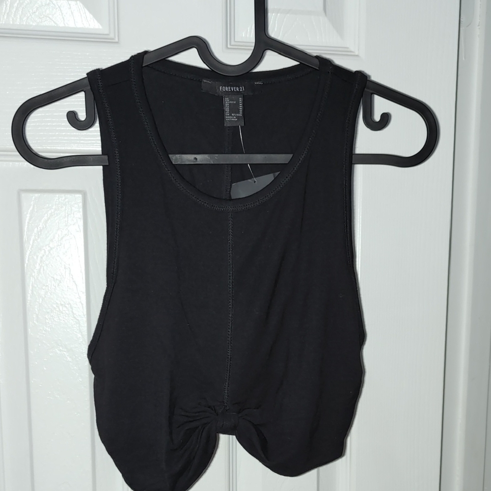 Forever 21 Black Knotted Tank Top